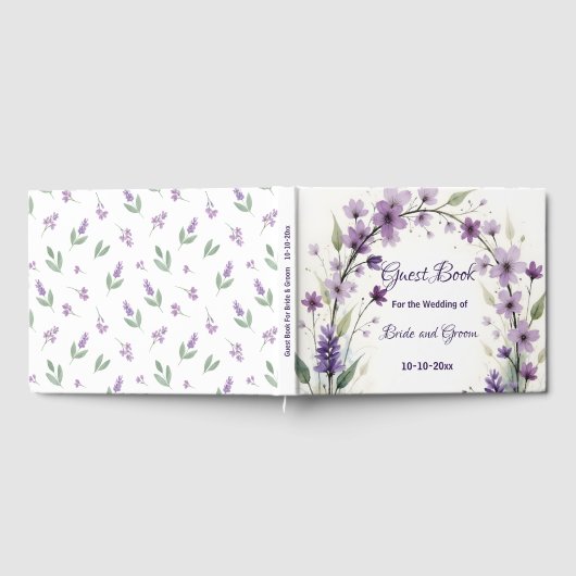 Lavender Lilac Floral Wedding ゲストブック (全面)