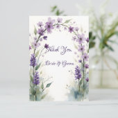 Lavender Lilac Floral Wedding Photo  サンキューカード (スタンド正面)