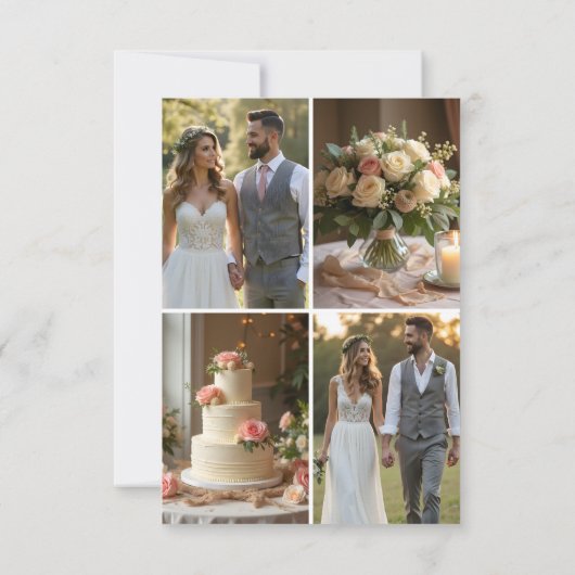 Lavender Lilac Floral Wedding Photo  サンキューカード (裏面)