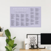 Lavender Lilac Wedding Alphabetical Seating Chart ポスター (ホームオフィス)