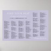 Lavender Lilac Wedding Alphabetical Seating Chart ポスター (正面)