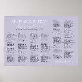 Lavender Lilac Wedding Alphabetical Seating Chart ポスター
