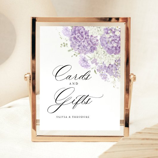Lavender Lilac White Floral Cards & Gifts Wedding 台座サイン