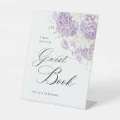 Lavender Lilac White Floral Guest Book Wedding 台座サイン (正面)
