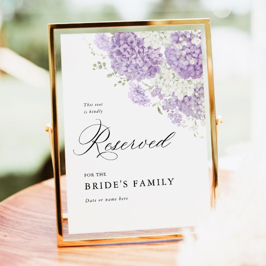 Lavender Lilac White Floral Reserved Seat Sign 5x7 ポスター