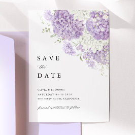 Lavender Lilac White Floral Wedding セーブザデート