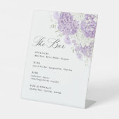 Lavender Lilac White Floral Wedding Bar Menu 台座サイン (正面)