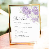 Lavender Lilac White Floral Wedding Bar Menu 台座サイン