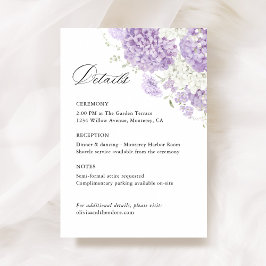 Lavender Lilac White Floral Wedding Details, Info エンクロージャーカード