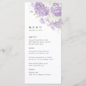 Lavender Lilac White Floral Wedding Reception メニュー (正面)