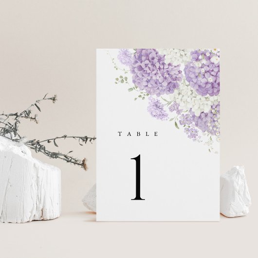 Lavender Lilac White Floral Wedding Table Numbers