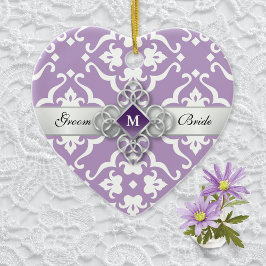 Lavender Lily Damask Wedding Momento セラミックオーナメント