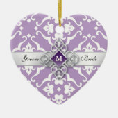 Lavender Lily Damask Wedding Momento セラミックオーナメント (正面)