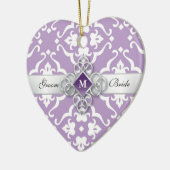 Lavender Lily Damask Wedding Momento セラミックオーナメント (左)
