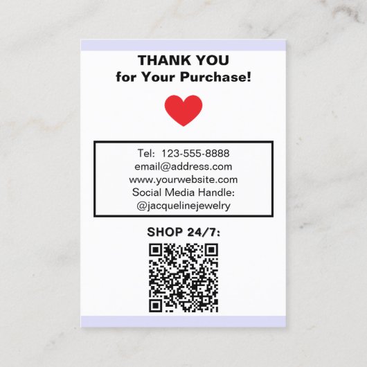 Lavender Logo Jewelry Earrings QR Code 名刺 (裏面)