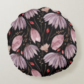 Lavender Lotus Flowers Round Throw Pillow ラウンドクッション (裏面)