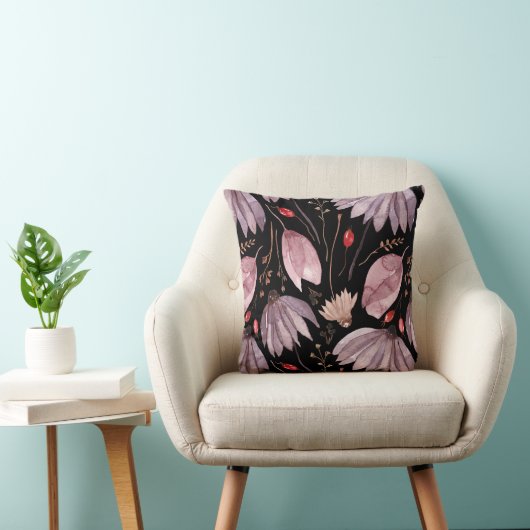 Lavender Lotus Flowers Throw Pillow クッション (椅子)