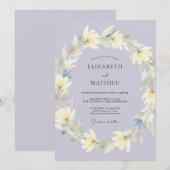 Lavender Luminous Botanical Blossom Wedding 招待状 (正面/裏面)