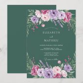 Lavender Lush Blossom Wedding 招待状 (正面/裏面)