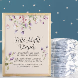 Lavender Magnolia Late Night Diaper Sign Poster ポスター