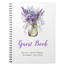 Lavender Mason Jar Bridal Shower Guest Book ノートブック