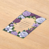 Lavender, Mauve & Plum Floral Wedding アクリル招待状 (レイダウン)