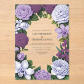 Lavender, Mauve & Plum Floral Wedding アクリル招待状 (正面)