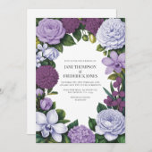Lavender, Mauve & Plum Floral Wedding 招待状 (正面/裏面)