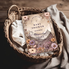 Lavender Meadow Peaks Baby Shower 招待状