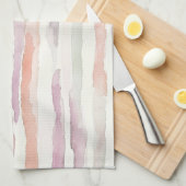 Lavender Melon Pink White Stripes   キッチンタオル (四つ折り)
