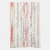 Lavender Melon Pink White Stripes   キッチンタオル (縦)