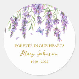 Lavender Memorial Funeral Classic Round Sticker ラウンドシール