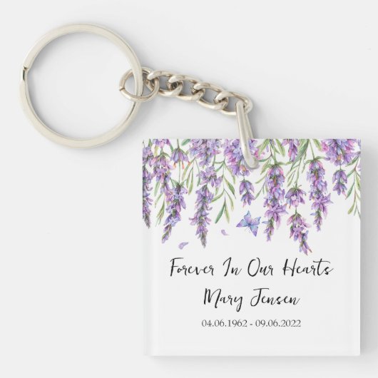 Lavender Memorial Funeral Photo Keychain キーホルダー (正面)
