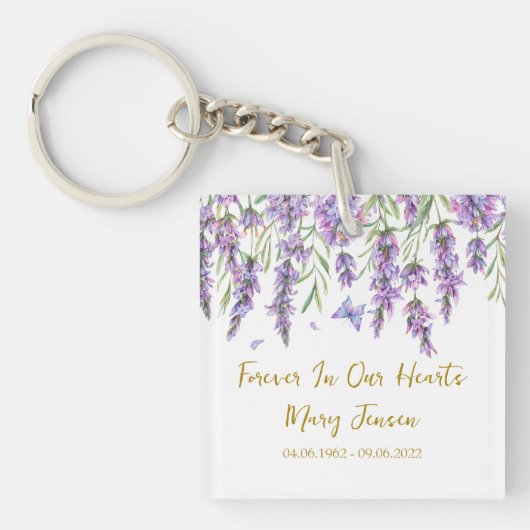 Lavender Memorial Funeral Photo Keychain キーホルダー (正面)