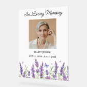 Lavender Memorial Photo Funeral アクリルサイン (傾斜)