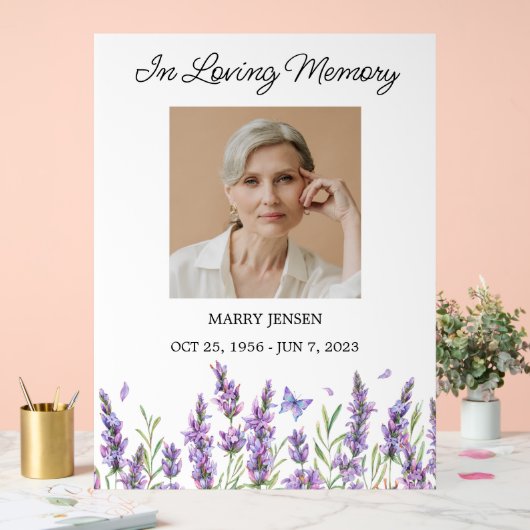 Lavender Memorial Photo Funeral アクリルサイン (ウェディング)