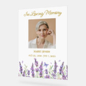 Lavender Memorial Photo Funeral アクリルサイン (傾斜)