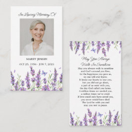Lavender Memorial Photo Funeral Prayer Card 名刺