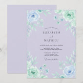 Lavender Mint Ethereal Watercolor Wedding 招待状 (正面/裏面)