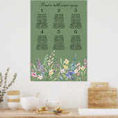 Lavender Mint Floral Wedding Seating Chart ポスター (キッチン)