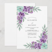 Lavender Mint Lovely Spring Wedding 招待状 (正面/裏面)