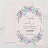 Lavender Mint Whimsical Spring Wedding 招待状 (正面/裏面)