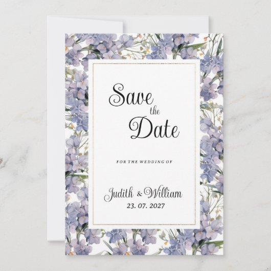 Lavender mint wild orchids floral Save the Date 招待状 (正面)