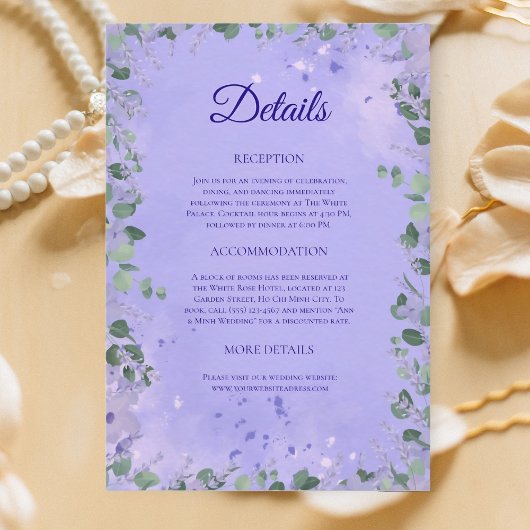 Lavender Mist Garden Wedding Details Card エンクロージャーカード