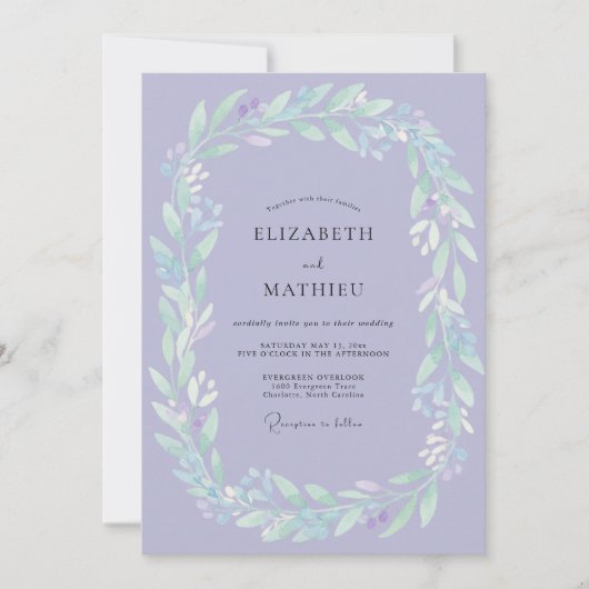 Lavender Misty Willow Wedding 招待状 (正面)