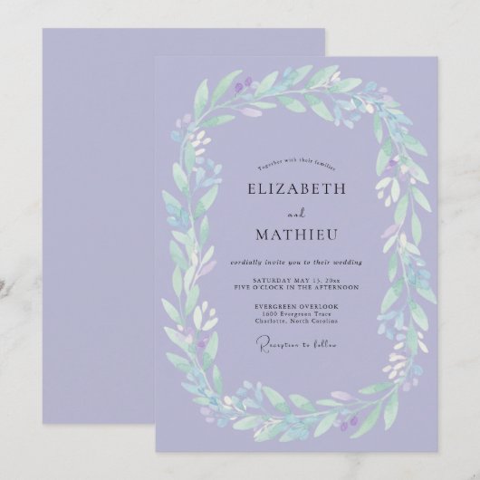 Lavender Misty Willow Wedding 招待状 (正面/裏面)