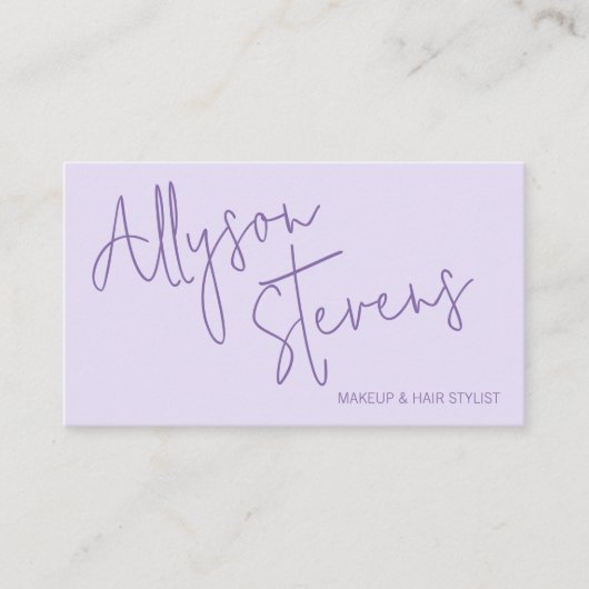 Lavender Modern name script makeup hair logo qr 名刺 (正面)