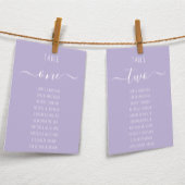 Lavender Modern Script Purple Seating Chart Card