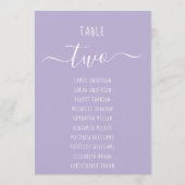 Lavender Modern Script Purple Seating Chart Card (裏面)
