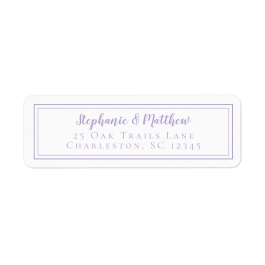 Lavender Modern Wedding RSVP Return Address ラベル (正面)
